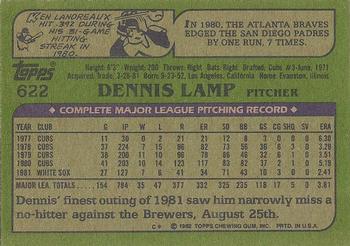 1982 Topps - Blackless #622 Dennis Lamp Back