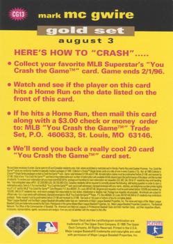 1995 Collector's Choice - You Crash the Game Gold #CG13 Mark McGwire Back
