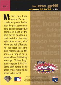 1995 Collector's Choice - You Crash the Game Gold Exchange #CR12 Fred McGriff Back