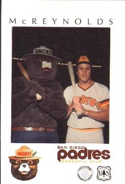 1984 San Diego Padres Smokey #NNO Kevin McReynolds Front