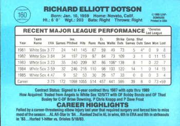 1986 Donruss #160 Richard Dotson Back