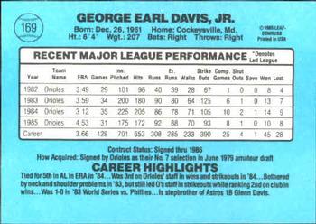 1986 Donruss #169 Storm Davis Back