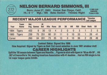 1986 Donruss #272 Nelson Simmons Back