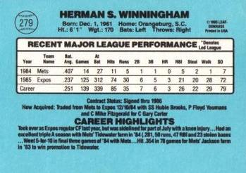 1986 Donruss #279 Herman Winningham Back