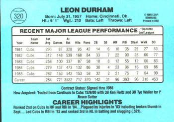 1986 Donruss #320 Leon Durham Back