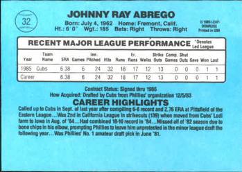 1986 Donruss #32 Johnny Abrego Back