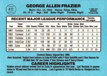 1986 Donruss #411 George Frazier Back