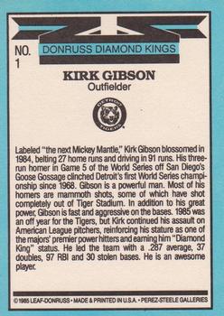 1986 Donruss #1 Kirk Gibson Back