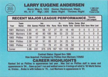 1986 Donruss #355 Larry Andersen Back