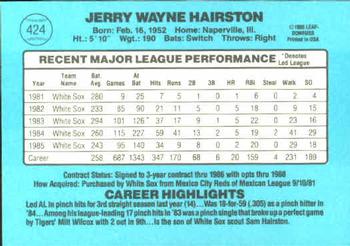 1986 Donruss #424 Jerry Hairston Back