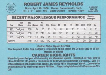 1986 Donruss #552 R.J. Reynolds Back