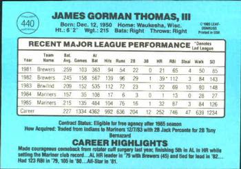 1986 Donruss #440 Gorman Thomas Back
