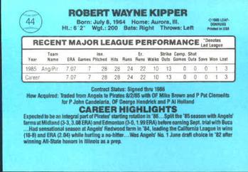 1986 Donruss #44 Bob Kipper Back