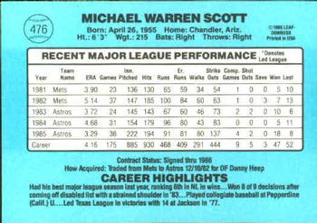 1986 Donruss #476 Mike Scott Back