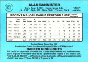 1986 Donruss #525 Alan Bannister Back