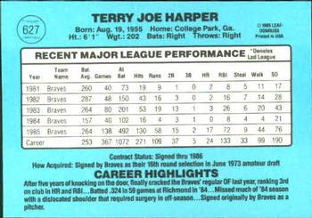 1986 Donruss #627 Terry Harper Back