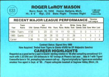 1986 Donruss #633 Roger Mason Back