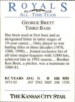 1993 Kansas City Star Royals All-Time Team #NNO George Brett Back