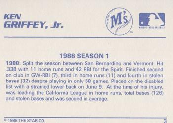 1988 Star Silver #3 Ken Griffey, Jr. Back