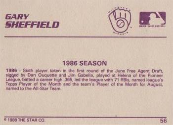 1988 Star Silver #56 Gary Sheffield Back