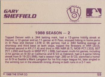 1988 Star Silver #59 Gary Sheffield Back