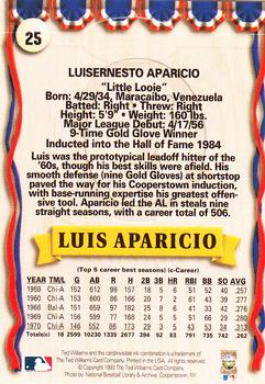 1993 Ted Williams #25 Luis Aparicio Back