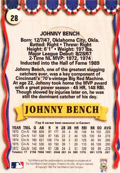 1993 Ted Williams #28 Johnny Bench Back