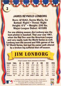 1993 Ted Williams #3 Jim Lonborg Back