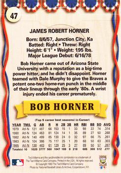 1993 Ted Williams #47 Bob Horner Back