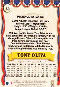 1993 Ted Williams #50 Tony Oliva Back