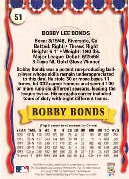 1993 Ted Williams #51 Bobby Bonds Back