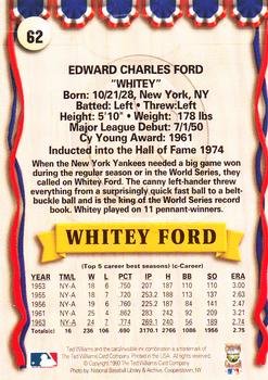 1993 Ted Williams #62 Whitey Ford Back