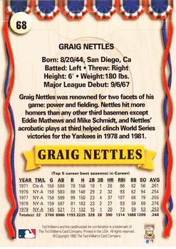 1993 Ted Williams #68 Graig Nettles Back