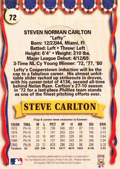 1993 Ted Williams #72 Steve Carlton Back