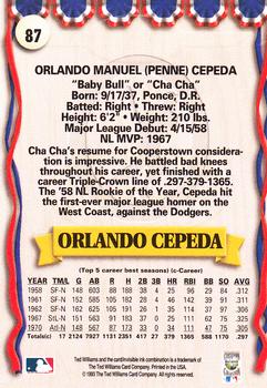 1993 Ted Williams #87 Orlando Cepeda Back