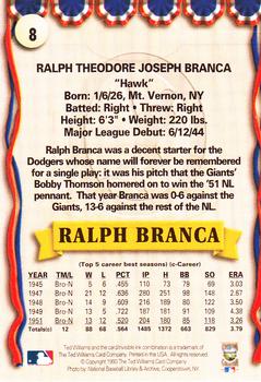 1993 Ted Williams #8 Ralph Branca Back