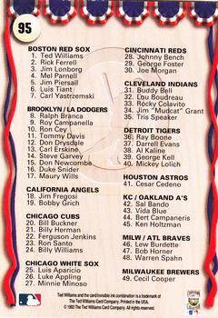 1993 Ted Williams #95 Checklist: 1-49 Back