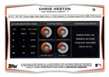 2014 Bowman Chrome Mini - Black Shimmer Refractors #79 Chris Heston Back