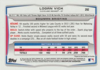 2014 Bowman Chrome Mini - Black Shimmer Refractors #292 Logan Vick Back