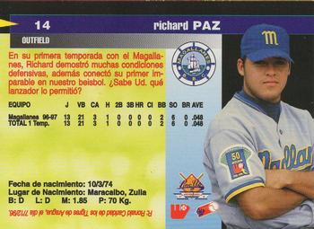1997-98 Line Up Venezuelan Winter League #14 Richard Paz Back