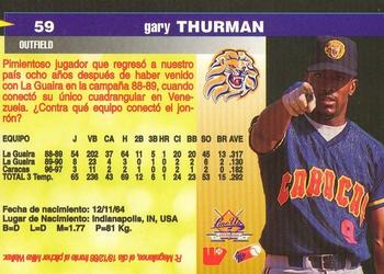 1997-98 Line Up Venezuelan Winter League #59 Gary Thurman Back