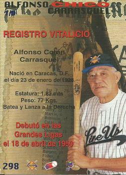 1998-99 Line Up Venezuelan Winter League #298 Chico Carrasquel Back