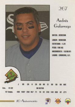2002-03 Line Up Venezuelan Winter League #267 Andres Galarraga Back
