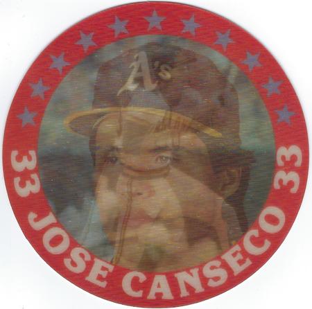 1987 Sportflics - Superstar Discs #1 Jose Canseco Front
