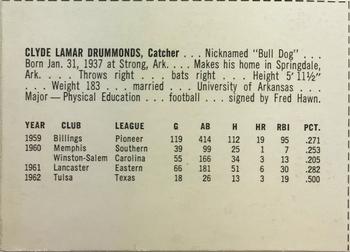 1963 Pepsi Tulsa Oilers #NNO Lamar Drummonds Back