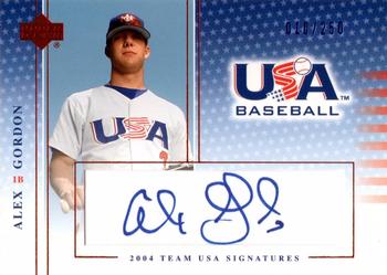 2005 Upper Deck USA Baseball 2004 National Team - 2004 Team USA Signatures Blue #S-21 Alex Gordon Front