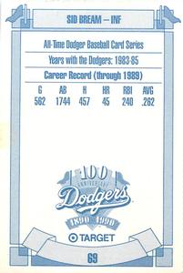 1990 Target Dodgers #69 Sid Bream Back