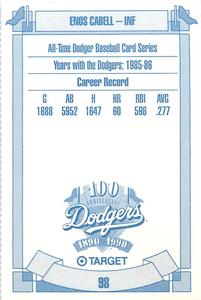 1990 Target Dodgers #98 Enos Cabell Back