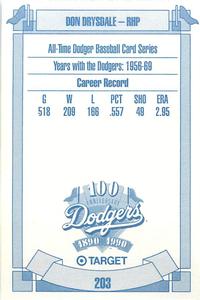 1990 Target Dodgers #203 Don Drysdale Back