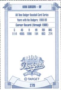 1990 Target Dodgers #279 Kirk Gibson Back